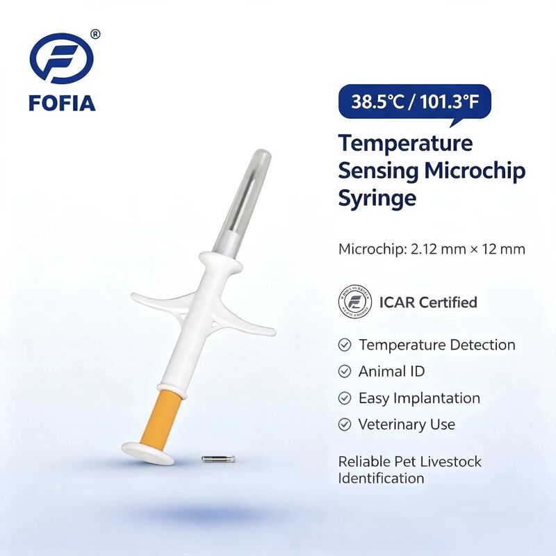 Certificado ICAR Fofia Nuevo microchip RFID caliente de detección de temperatura de vidrio biológico blanco HT001 Identificación de animales Perros y gatos impermeables Mascotas 1.5
