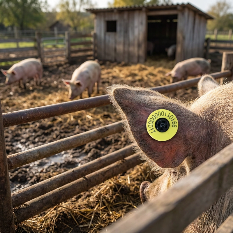Nuevo Fofia Full ICAR ET908 Vaca RFID LF etiqueta de oreja TPU Material 350N Tensión 5 años de garantía ISO11784/5 Cumplimiento Uso agrícola