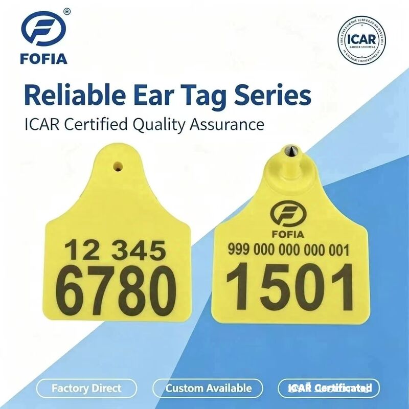 Etiqueta de oreja para animales ICAR T904+T905 Combinación Nueva RFID Plástico TPU de alta calidad 70*57mm Codificación láser Garantía de 3 años Seguimiento de animales