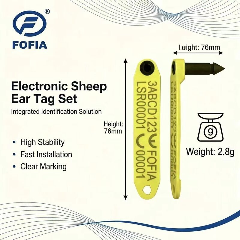 Nuevo Fofia Resistente a altas temperaturas Integrado Electrónico ET969 Anti derramamiento Oveja amarilla RFID etiqueta de oído TPU Material RF Animal