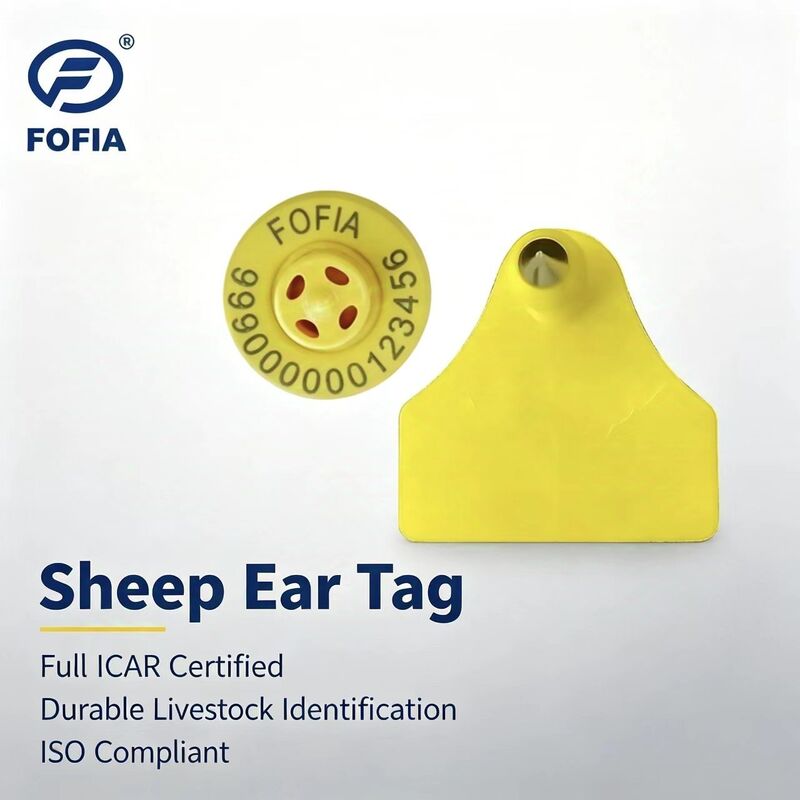 Fofia ET957+T967 Combinación de ovejas y cabras Uso electrónico de la granja Rastreamiento de etiquetas auriculares Nueva codificación láser RFID TPU de alta calidad 3 años