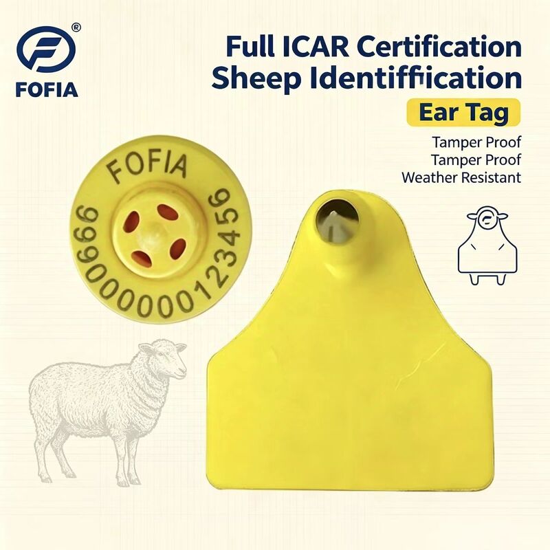 Fofia ET957+T967 Etiqueta Electrónica para Seguimiento de Animales Ovino Caprino Nueva RFID TPU de Alta Calidad Codificación Láser 3 Años
