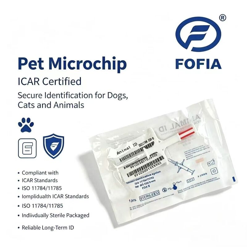 Fofia Impermeable Nuevo RFID de Venta Caliente 134.2kHz Material PP Microchip para Perros Uso Agrícola Etiqueta de Oreja de Inyección para Mascotas 1.5 Años
