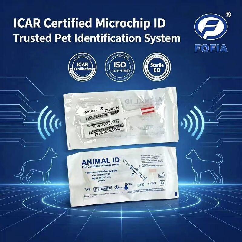 Fofia Nuevo Microchip de Identificación Animal RFID 134.2kHz PP Certificado por ICAR, Impermeable para Perros y Gatos, 1.5 Años de Garantía
