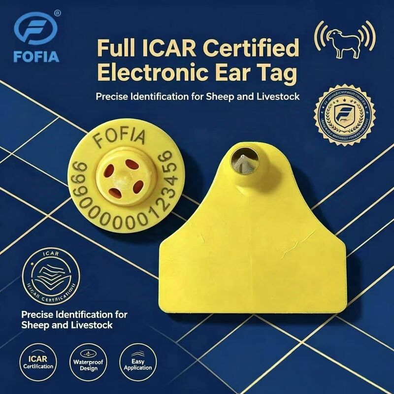 Etiqueta electrónica duradera e impermeable para ganado caprino y ovino, con seguimiento de animales, RFID de alta calidad, codificación láser de TPU, garantía de 3 años, modelo