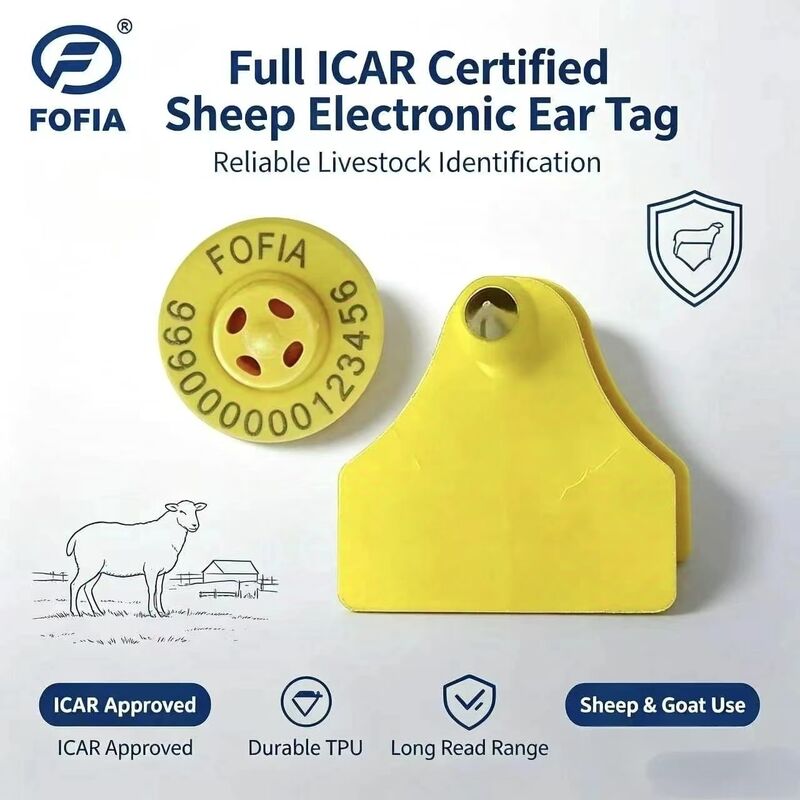 Fofia ET957+T967 Etiqueta Electrónica para Seguimiento de Animales Ovinos, Caprinos y Bovinos, Nueva RFID de Alta Calidad, Codificación Láser TPU 3
