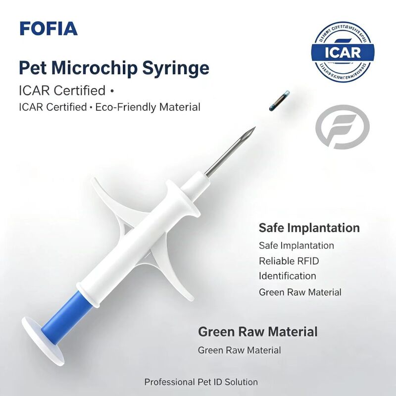 FOFIA ZS007 ICAR Certified 134.2kHz RFID Animal Microchip FDX/EM4305 IP67 Waterproof White PP 1.4x8mm Dog Cat Rabbit Cattle New