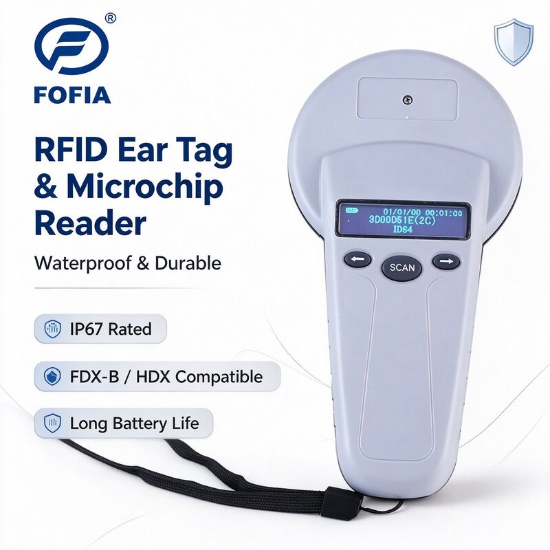 FOFIA PT580 RFID Handheld Ear Tag Reader 125kHz 134.2kHz ISO11784/5 FDX-B HDX OLED Display IP67 Pet Microchip Scanner