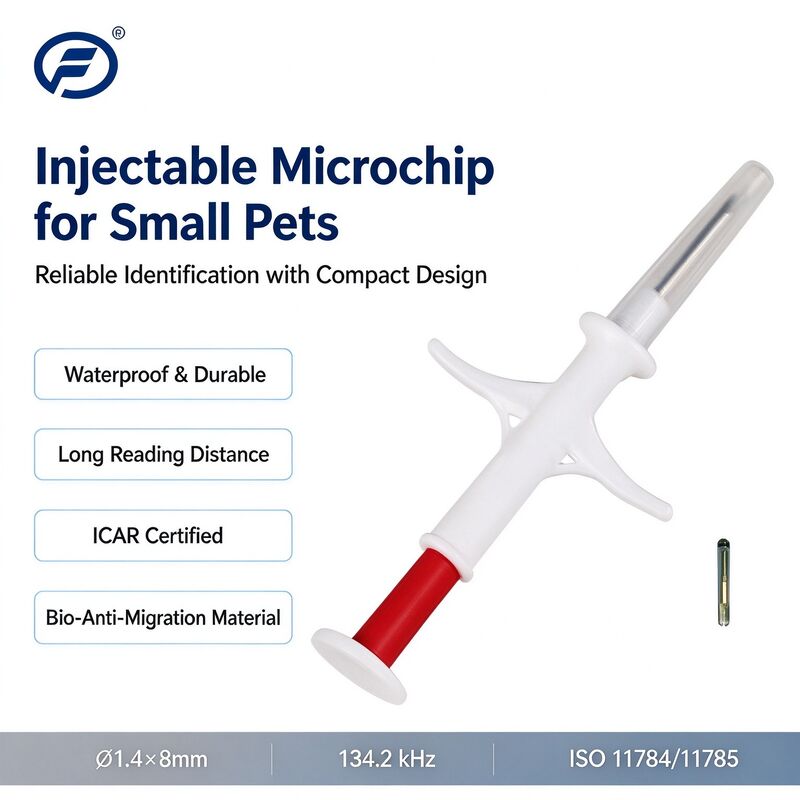 Microchip RFID inyectable para animales 134.2 kHz FDX EM4305 1.4 X 8 mm IP67 a prueba de agua Etiqueta de identificación de mascotas certificada ICAR