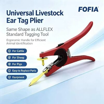 Nuevo aplicador de etiquetas de oído RFID de aleación de aluminio FOFIA con codificación láser para ganado porcino ovino y equino